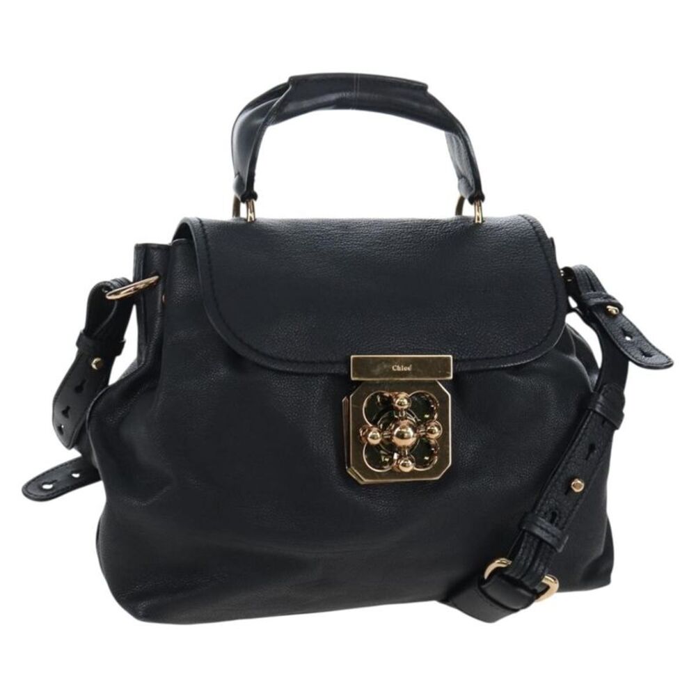 Chloe Elsie Convertible Satchel Leather Black Leather Handbag